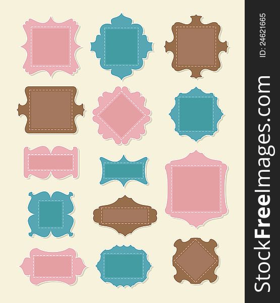 Set of scrapbooking elements. Put your text inside frames.