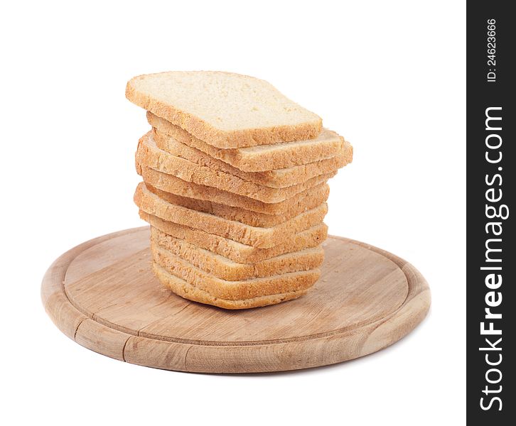 Bread and kitchen board on a white background