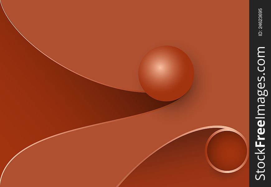 Abstract background of ball above a wavy cut