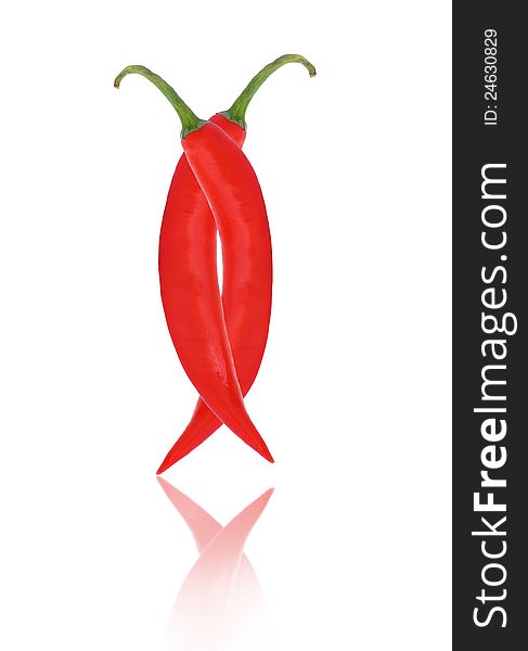 Dance of red hot chili pepper isolated on white. Dance of red hot chili pepper isolated on white.