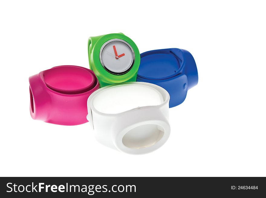 Silicone jelly watches ON WHITE BACKGROUND