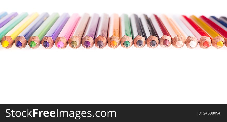 Color pencils on white background