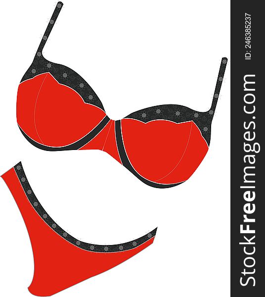 Clip art of women& x27 s underwear in red tones for web design
