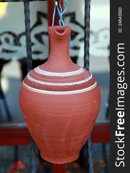 View of Anatolian earthenware jug in the bazaar, Istanbul.