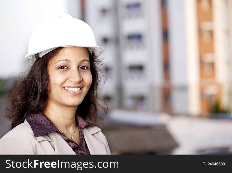 Cheerful Young Female Architect