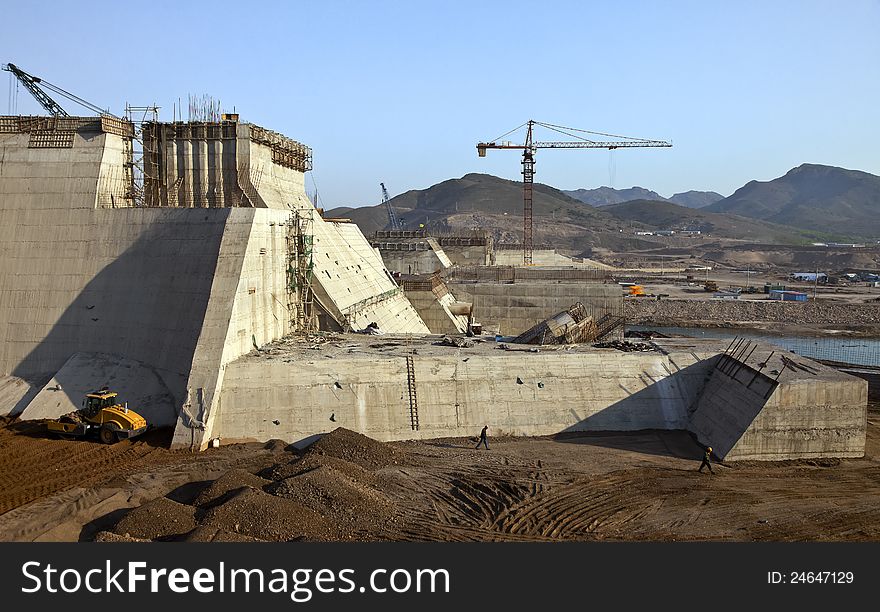 A reservoir is being built in northeast china. A reservoir is being built in northeast china.