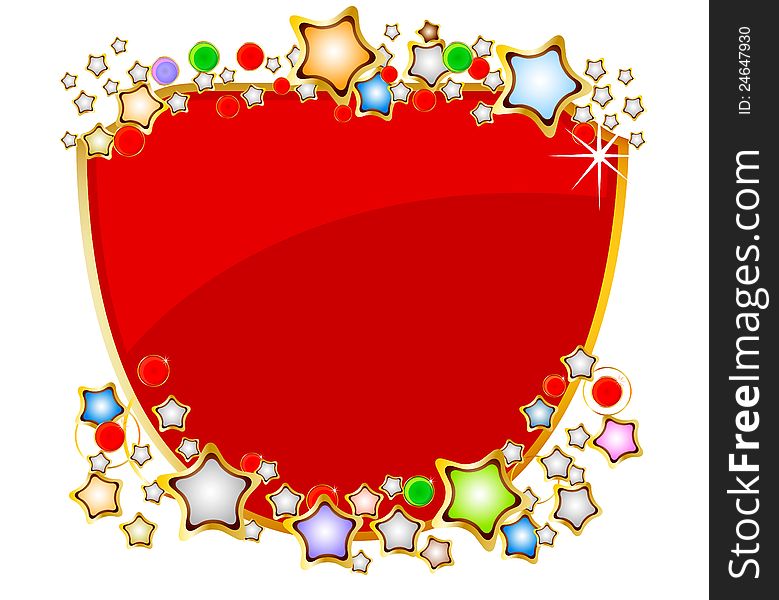 Elegant red shield with stars on white background