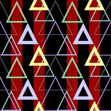 Continuous Geometric Pattern On Striped Background, Black And Red Seamless Pattern With Triangles Royalty Free Stock Photos