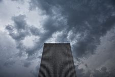 Skyscraper Under A Stormy Clouds Stock Photography