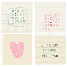 Set Of Hand-written LOVE CARDS Royalty Free Stock Image