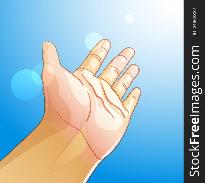 Vector illustration of an outstretched hand. Vector illustration of an outstretched hand