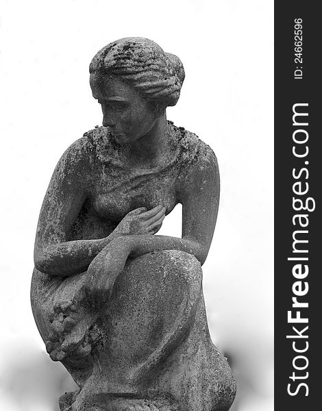 Statue of woman on tomb as a symbol of depression pain and sorrow. Statue of woman on tomb as a symbol of depression pain and sorrow