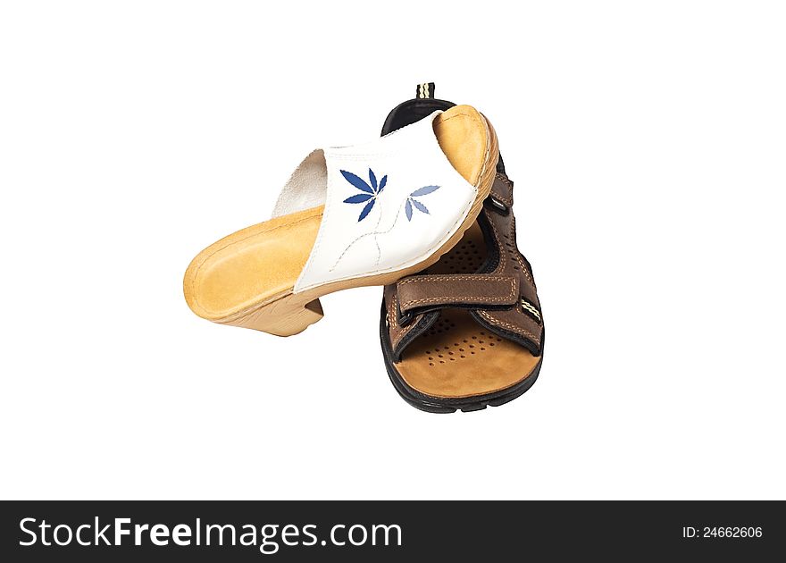 The sandals on white background