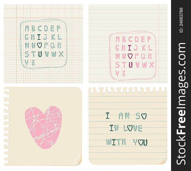 Set Of Hand-written LOVE CARDS