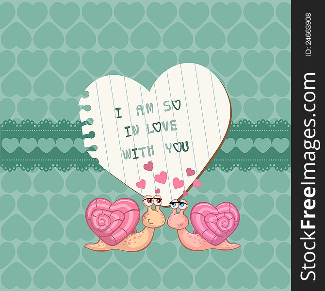 Cute Love Card - for Valentine's day, scrapbooking in. Cute Love Card - for Valentine's day, scrapbooking in