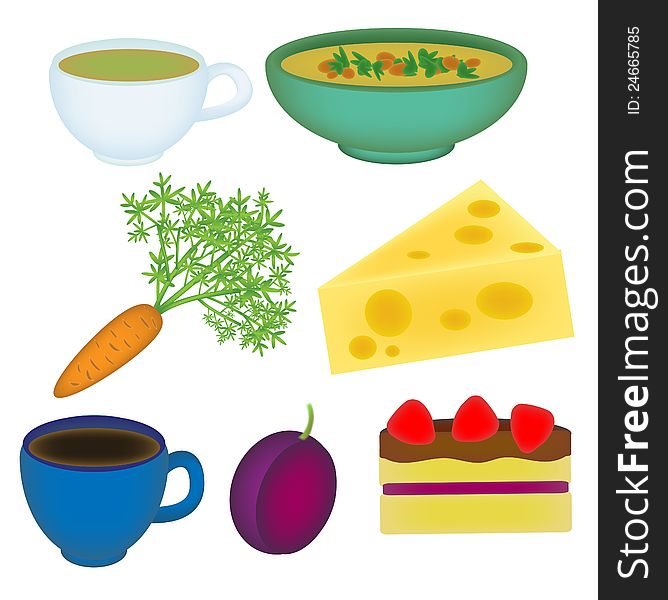 Set of food items in realistic style