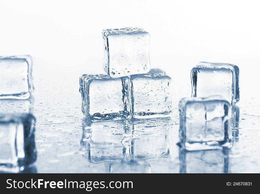 Cold ice cubes with water drops. Cold ice cubes with water drops