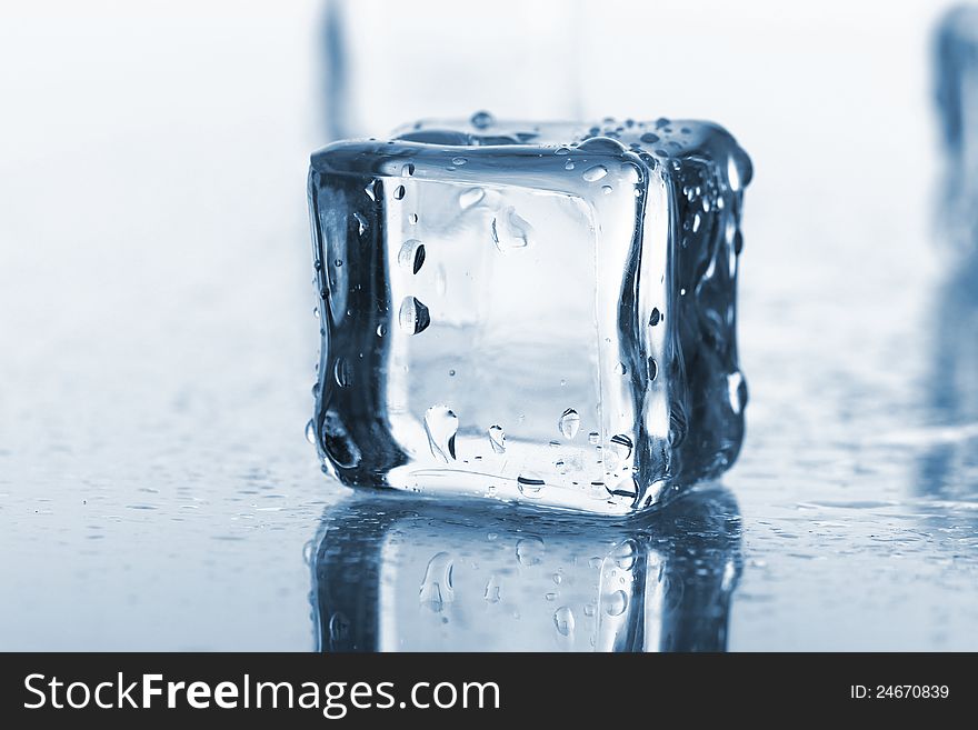 Wet and cold ice cubes