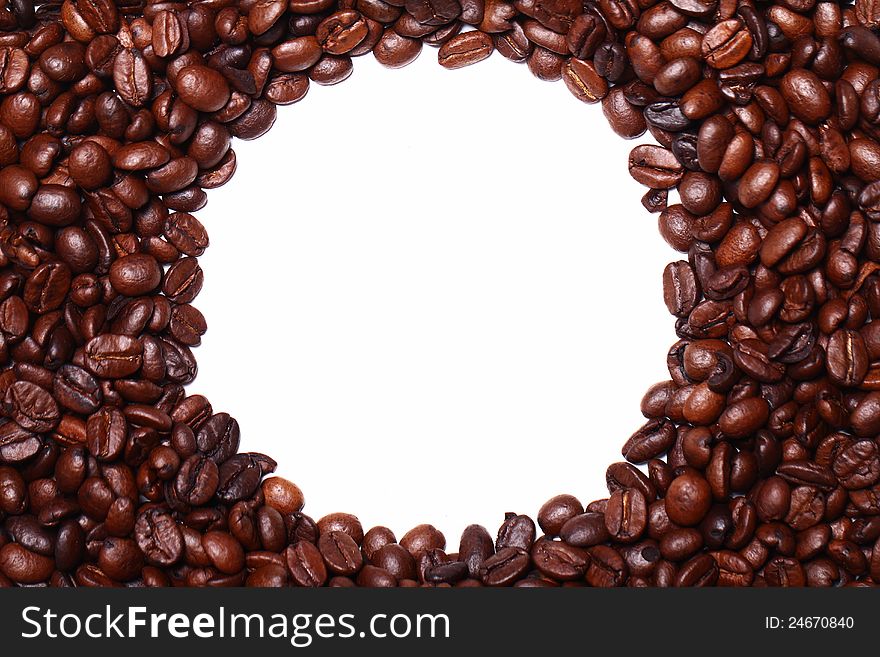 Close up of coffee beans with copyspace