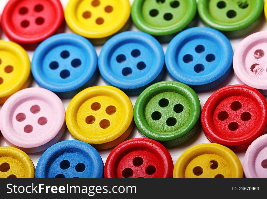 Close up of many colorful buttons