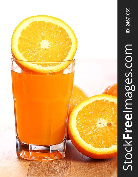 Fresh orange juice on the table