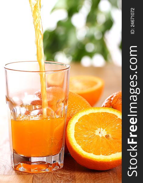 Fresh orange juice on the table