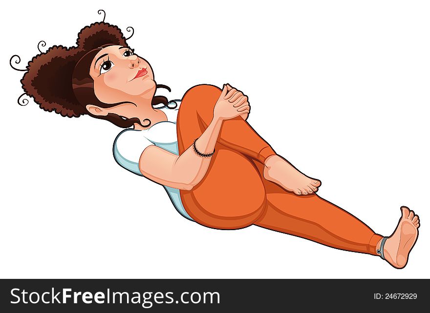 Yoga Position. Funny cartoon and vector isolated illustration.