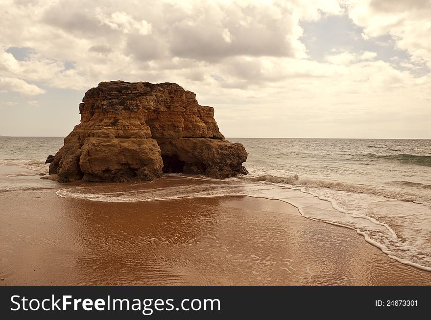 Beach with rocks, coves and cliffs in Albufeira, Portugal. Beach with rocks, coves and cliffs in Albufeira, Portugal