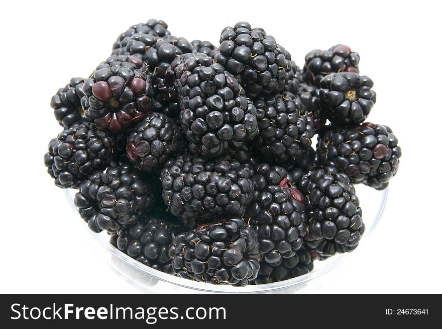 Blackberries on a white background in the restaurant