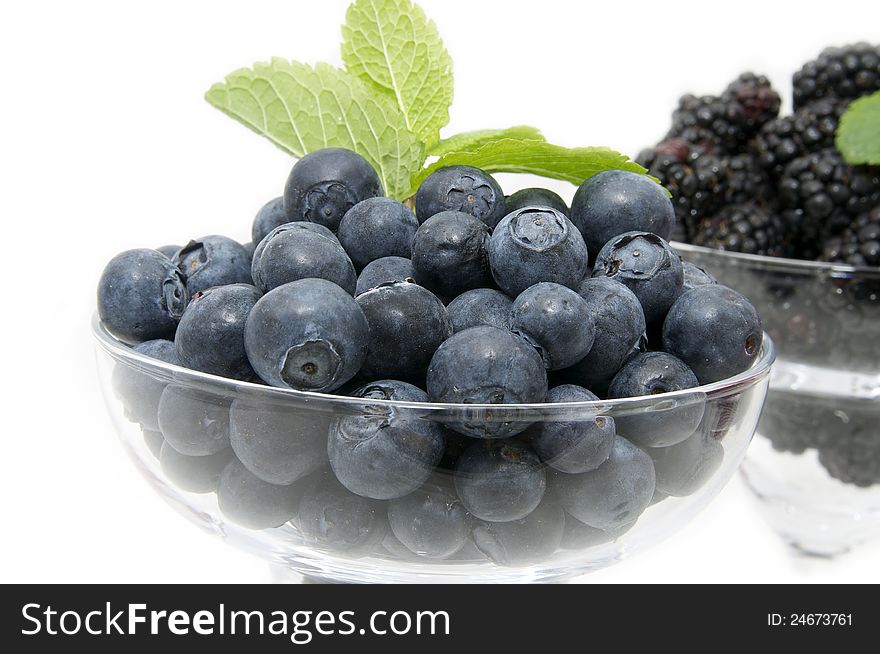 Blueberries on a white background in the restaurant