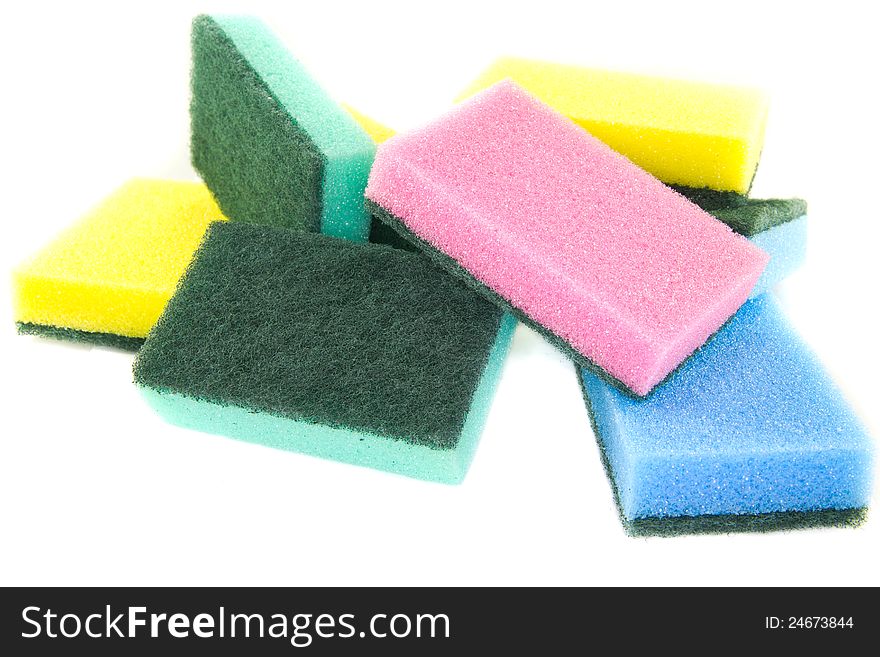 A picture of kitchen spunges in different colours