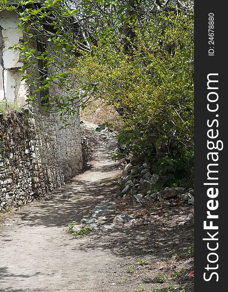 Dusty roads in empty  old village in turkey