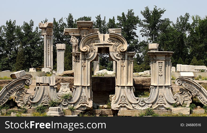 The ruins in Old Summer Palace in Beijing