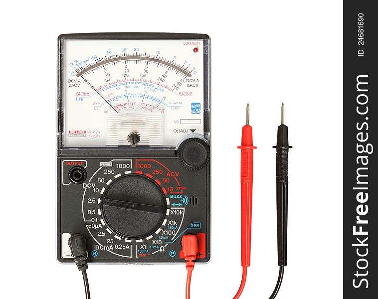 Multimeter with red and black probe isolated on white background. Multimeter with red and black probe isolated on white background