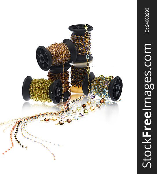 Colorful rolls of jewelry beads ready made for your jewelry works