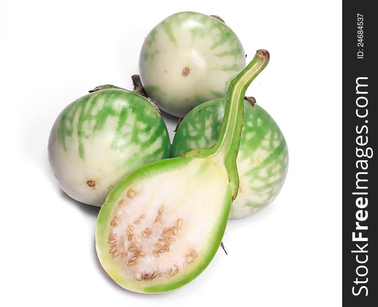 Thai eggplant on white background