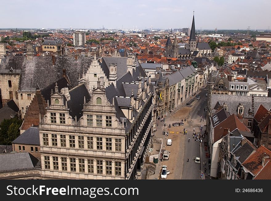 Top view of Ghent in Belgium