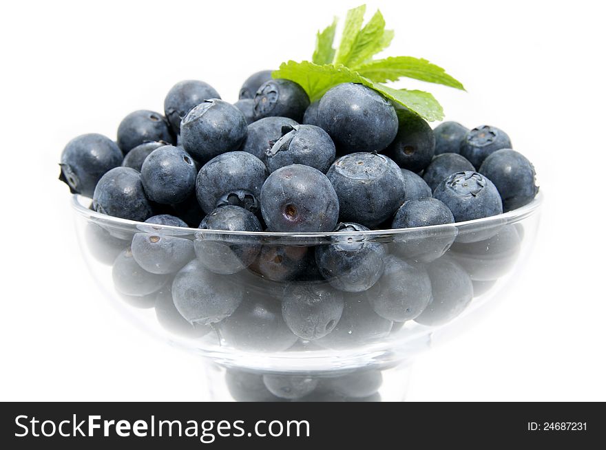 Blueberries on a white background in the restaurant