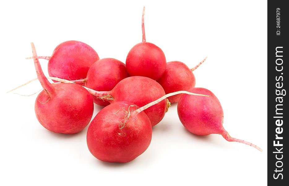 Radish heap against white background