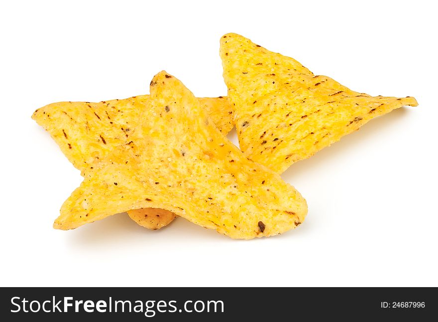 Three chips against white background