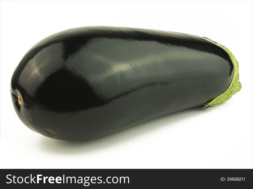 Single eggplant on white background