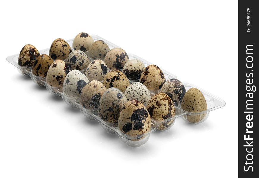 Quail eggs in plastic packing. Quail eggs in plastic packing.