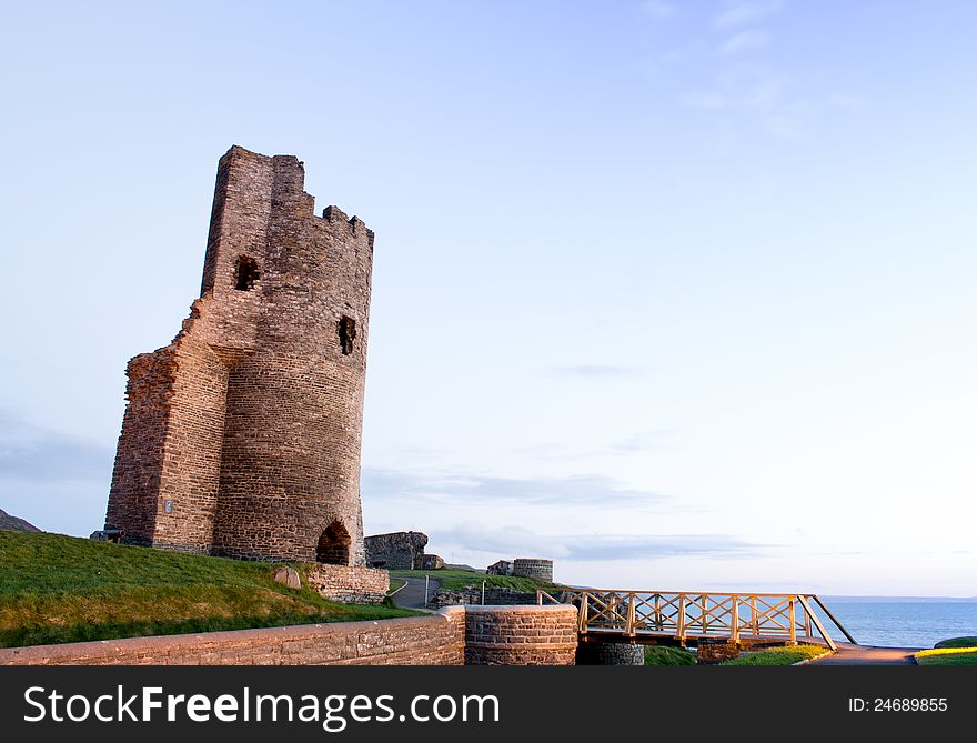 Castle ruins by the sea in spring. Castle ruins by the sea in spring