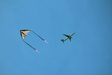 A Kite And A Airplane Stock Photography
