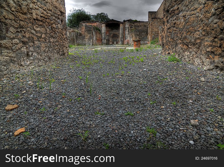 A view of excavations of Pompeii