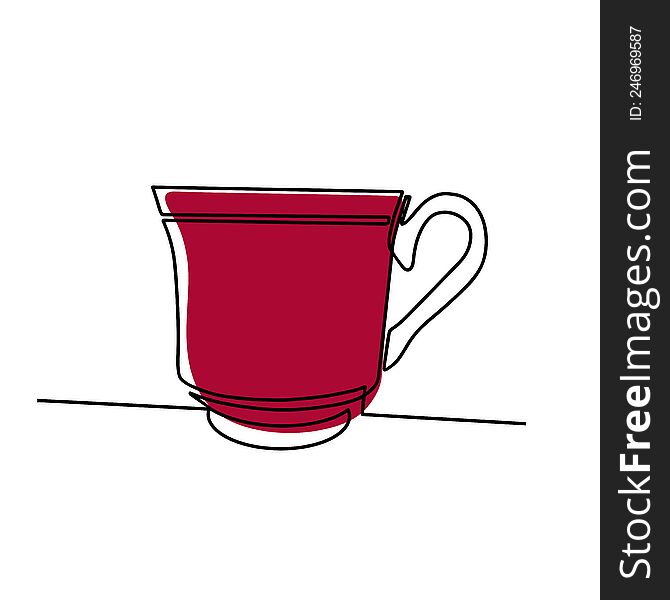 Continuous Drawing Of The Coffee Cup Line. Vector Illustration