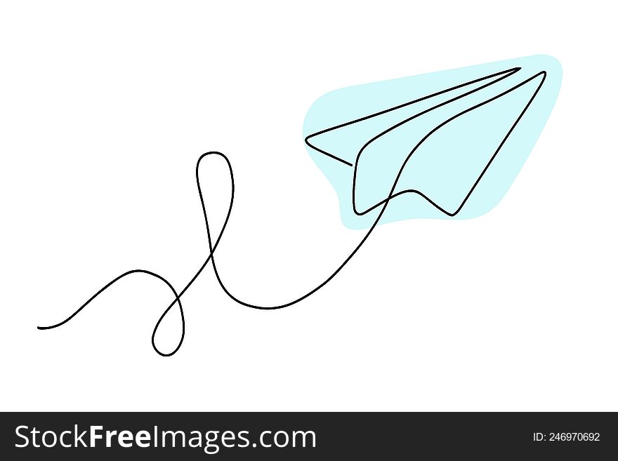 Airplane drawn with one line. Isolated on white background. Vector illustration. Drawing a continuous line. Line style