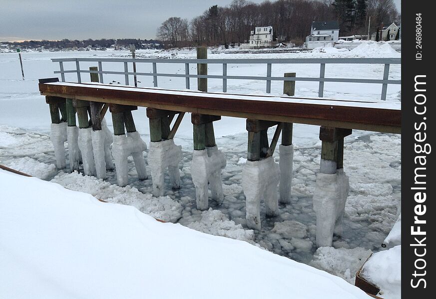 Frozen Ocean On The East Coast. Atlantic Ocean In Winter.