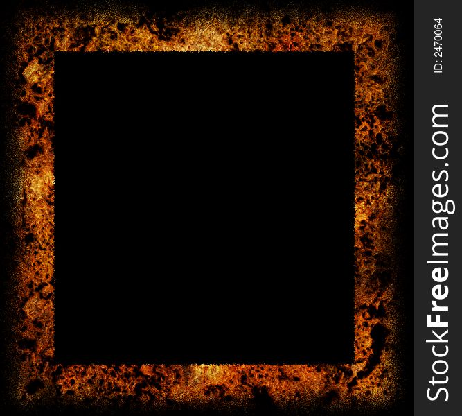 A computer generated grunge border with black background