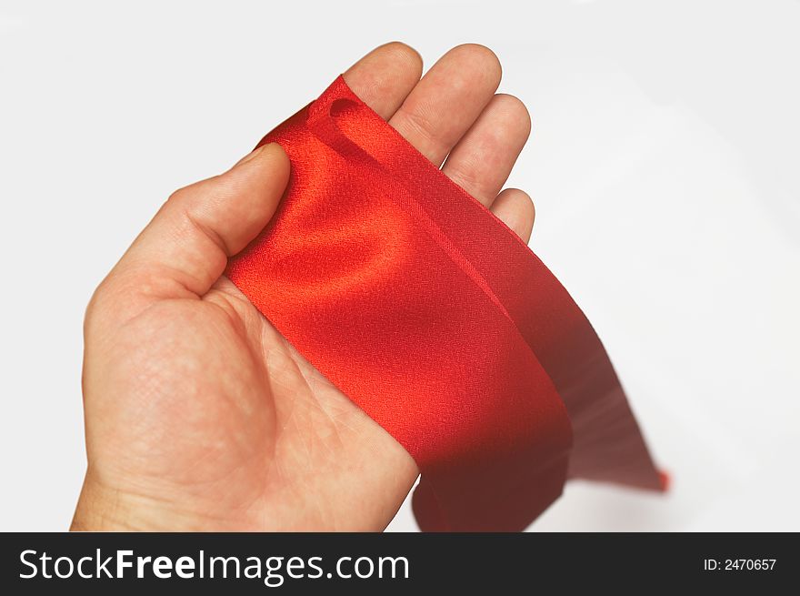 An image with a red ribbon. An image with a red ribbon